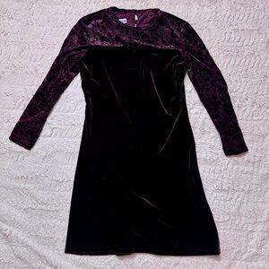 Vintage 90s K.C. Spencer Velvet Dress Size 6 Made in USA burgundy wine holiday